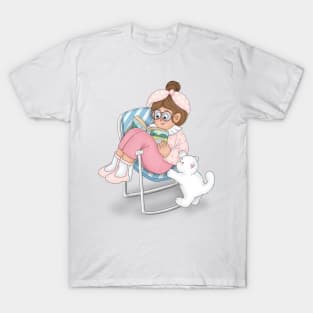 A Cute Little Girl Reading A Book T-Shirt